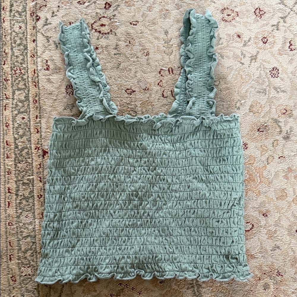 Hollister Ruffled Smocked Camisole in Sage